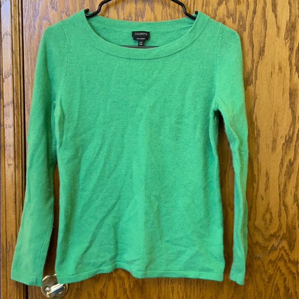 Talbots green cashmere sweater
